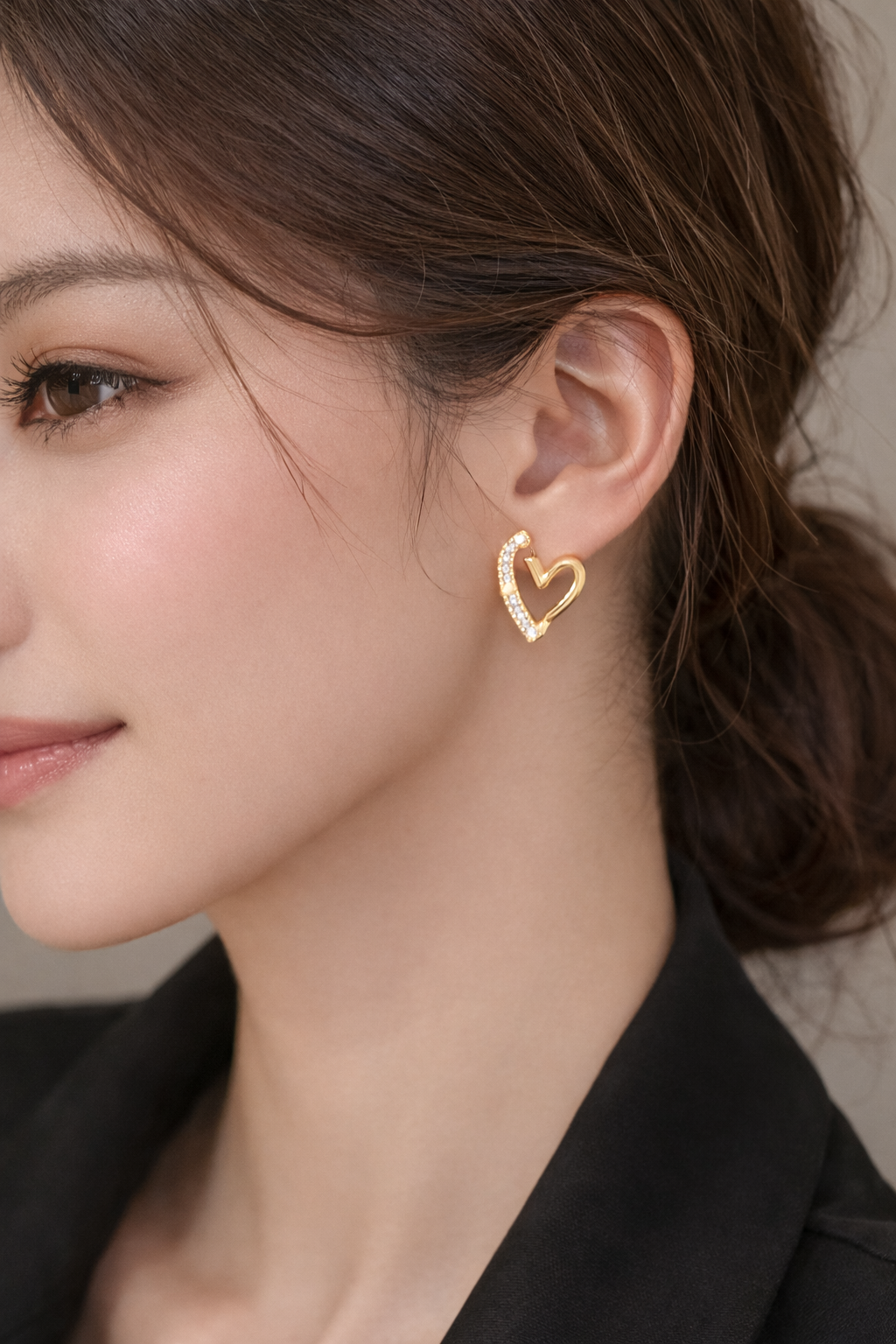 Crystal Heart Stud Earings