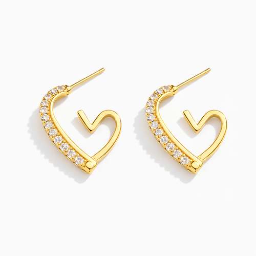 Crystal Heart Stud Earings