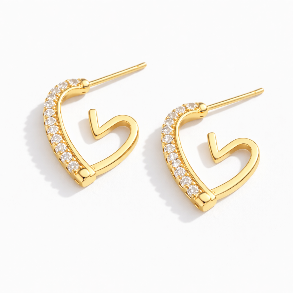 Crystal Heart Stud Earings